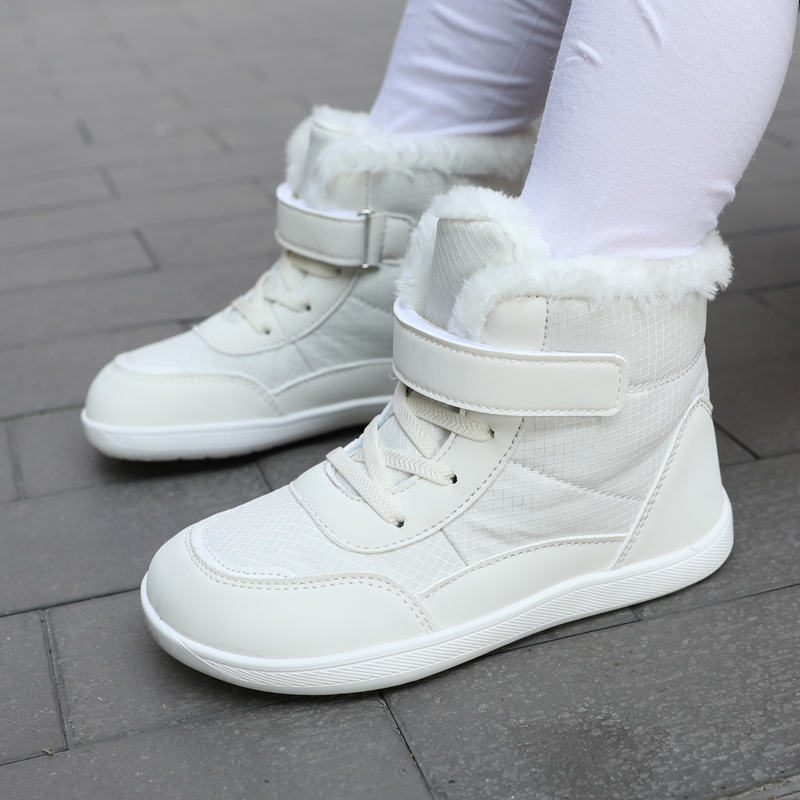 Children's wide toe barefoot snow boots suitable for small/medium/large children thickened waterproof high-top cotton shoes