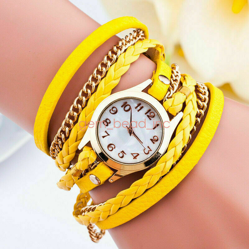 Relojes de pulsera analógicos para mujer, reloj de pulsera de PU, reloj de cuarzo, cuero tejido