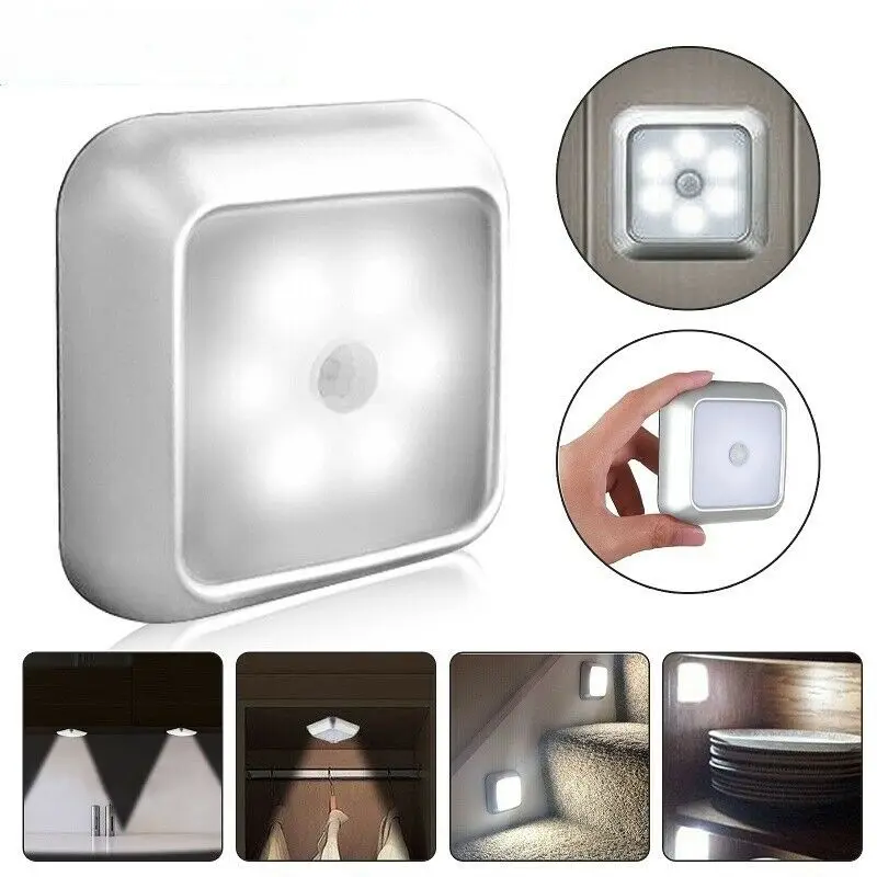 6 Đèn Ngủ LED PIR Tự Động Cảm Biến Chuyển Động Đèn Ngủ Cho Trẻ Em Phòng Khách Phòng Ngủ Nhà Cầu Thang Tủ Quần Áo Đèn Ngủ đèn