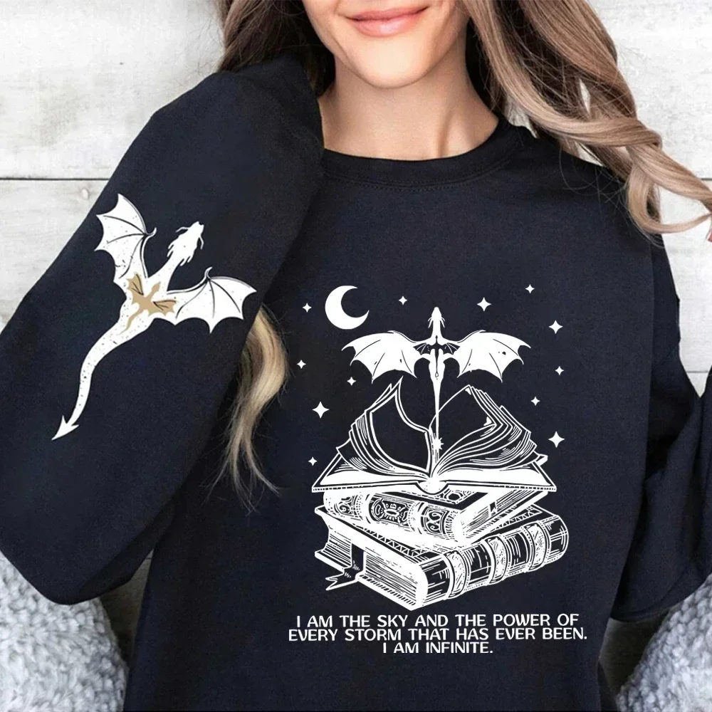 Neues Basgiath War College Doppelseitiges Sweatshirt Fourth Wing Pullover Fly Bookish Shirts Unisex Langarm-Sweatshirts