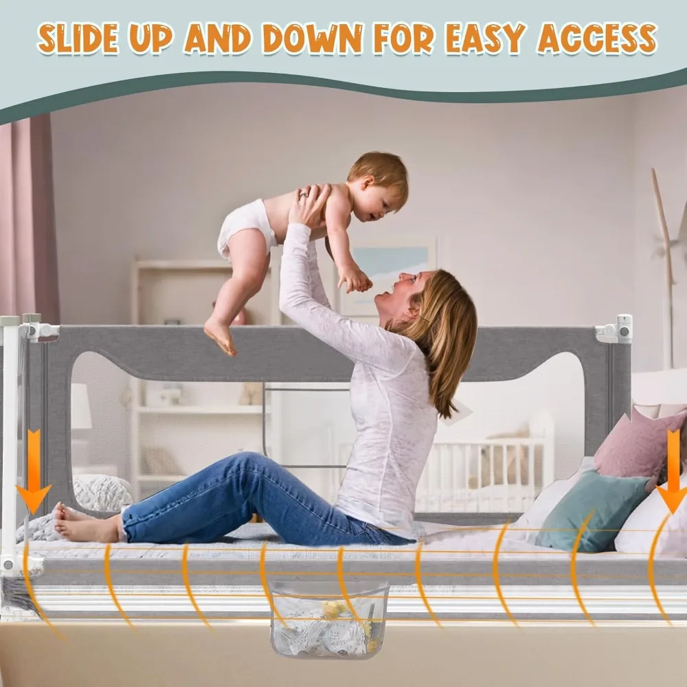 Bed Rail for Toddlers, Stable Protective Bed Side Rails, Baby Bedrail Guard for Twin Full Queen & King Size Bed (70.8 Inch,1 Pcs