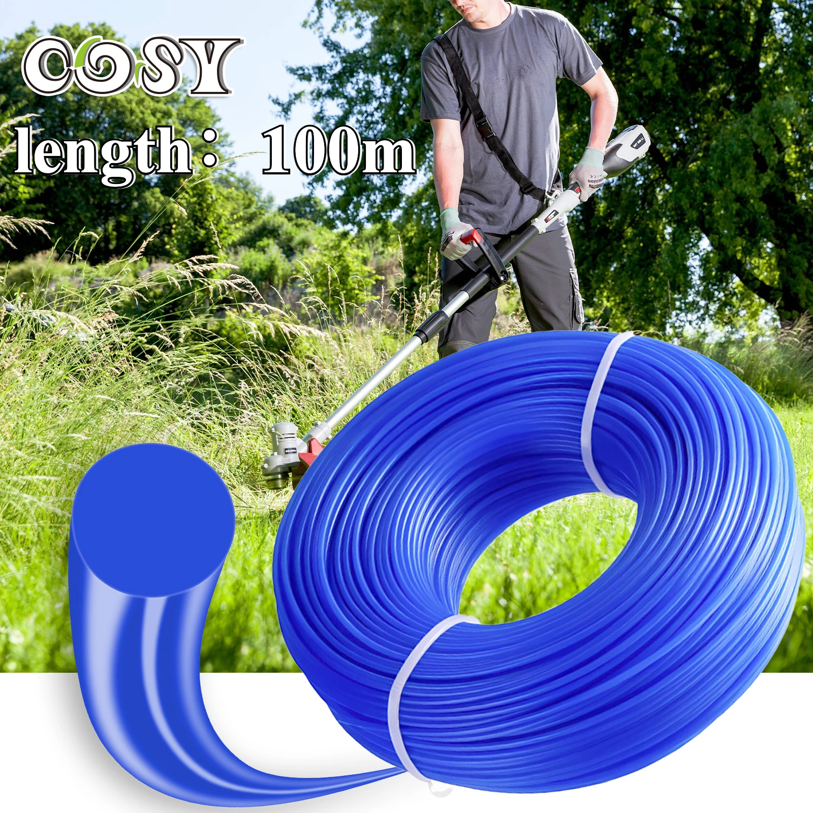 1 Roll 1.6/2.4/2.7/3.0/4.0mmx100M Nylon Trimmer Line Brush Cutter Strimmer Rope Lawn Mower Brush Cutter Grass Trimmer Round Line