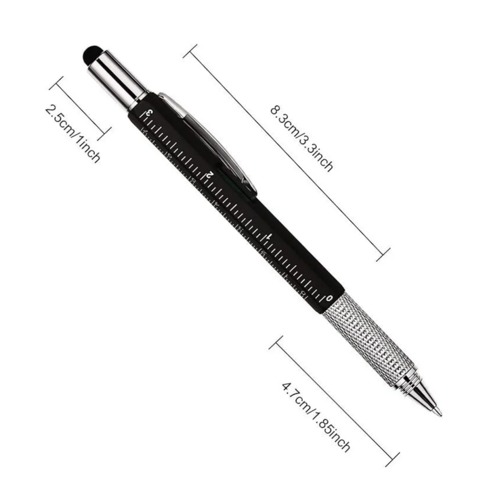 7 In 1 Multifunctional Ballpoint Pen With Screwdriver Ruler Levelgauge Touch Screen Stylus Office School Student Stationery New