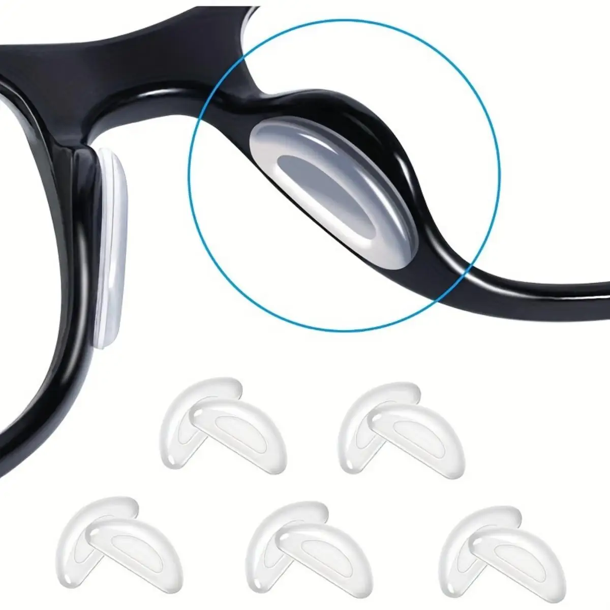 Almohadillas adhesivas para la nariz para gafas, antideslizantes, de silicona, para gafas de sol, almohadillas finas para la nariz, accesorios para gafas, 2/5 par/paquetes