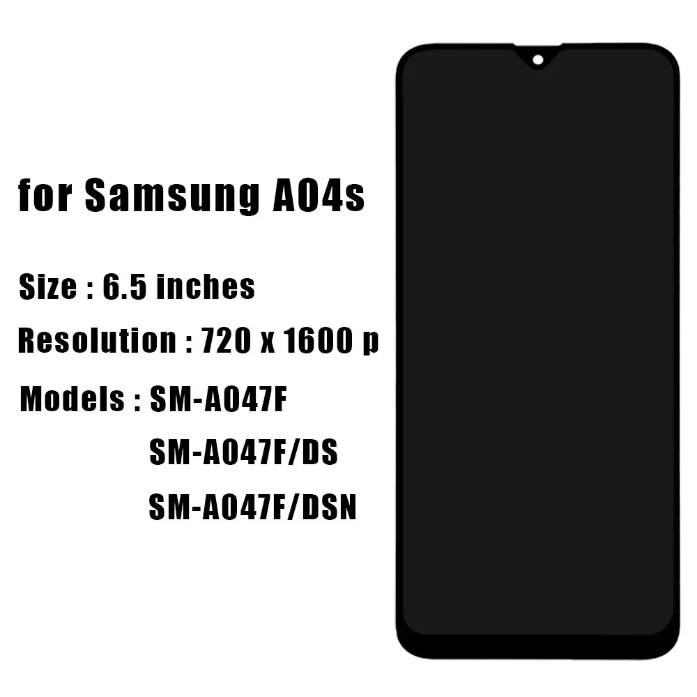 Pantalla LCD probada para Samsung A04s A04 A04E Pantalla LCD Pantalla táctil digitalizadora para SM A047 A045 A042 Reemplazo LCD