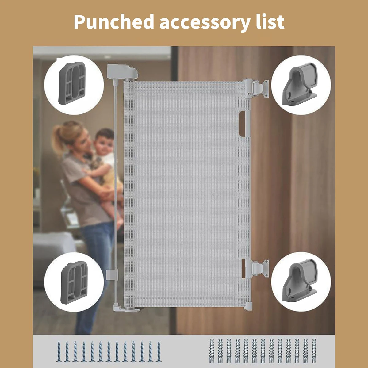 Kit de montagem retrátil para portão de bebê, peças de reposição com ganchos e parafusos para portão dobrável para animais de estimação, barreira de porta de segurança infantil,