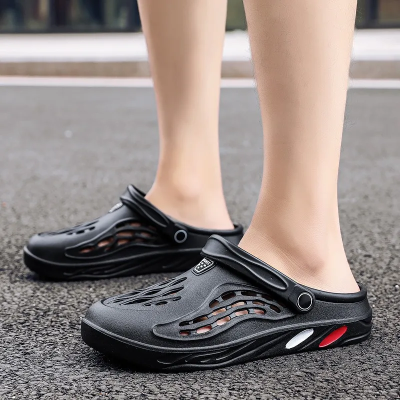 Zapatos de verano para hombre, sandalias con agujeros para hombre, chanclas huecas transpirables, zuecos, zapatillas de playa a la moda, talla grande 49