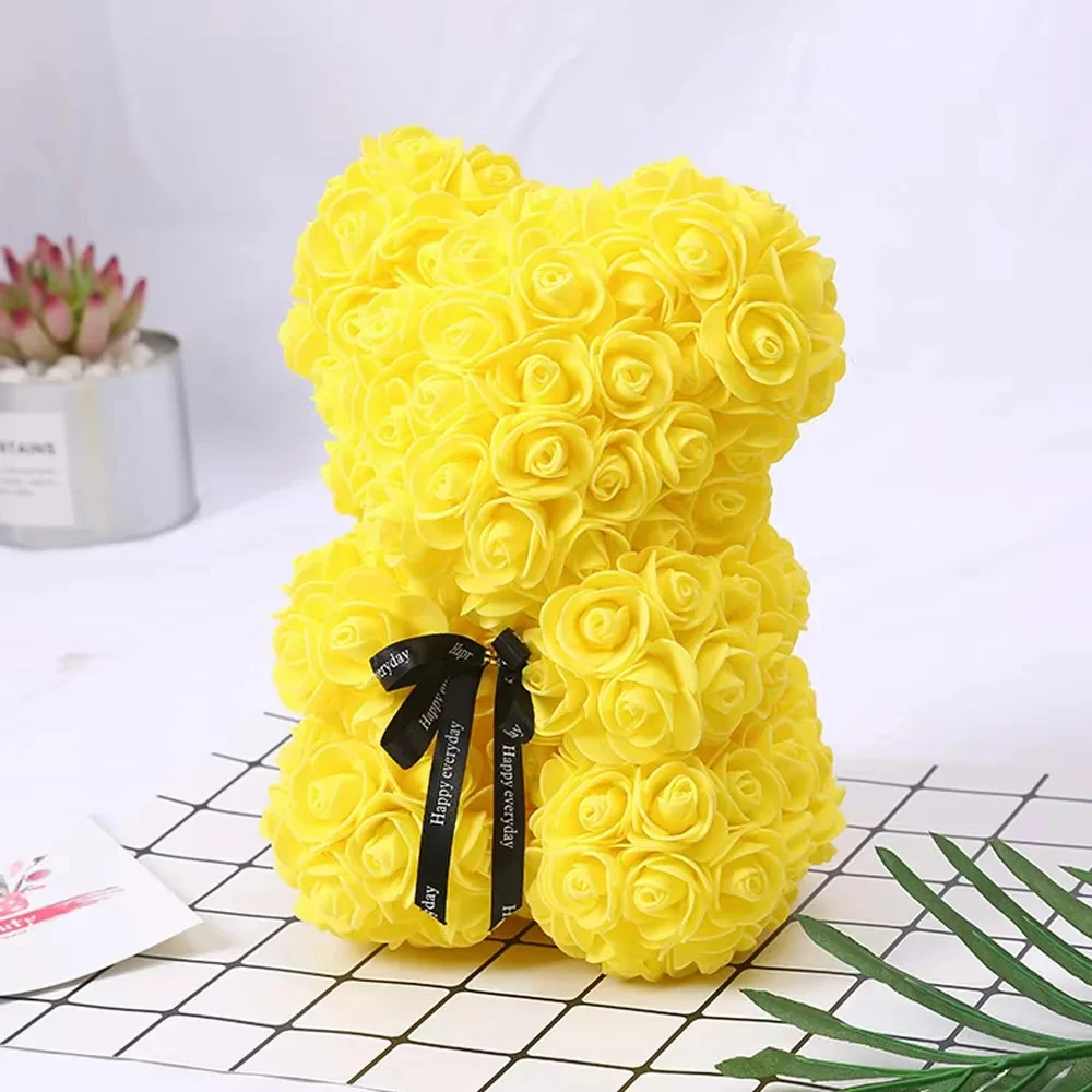 1pc 발렌타인 데이 선물 크리 에이 티브 로즈 베어 선물 상자 PE 꽃 로맨틱 폼 베어 포옹 베어