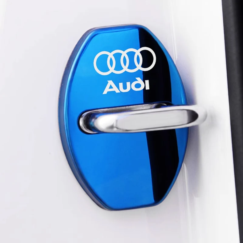 4Pcs Door Lock Decoration Protect Cover Emblem Case For Audi A1 A2 A3 A4 A5 A6 A7 A8 Q1 Q2 Q3 Q4 Q5 Q6 Q7 Q8 TT RS6 S5 Quattro