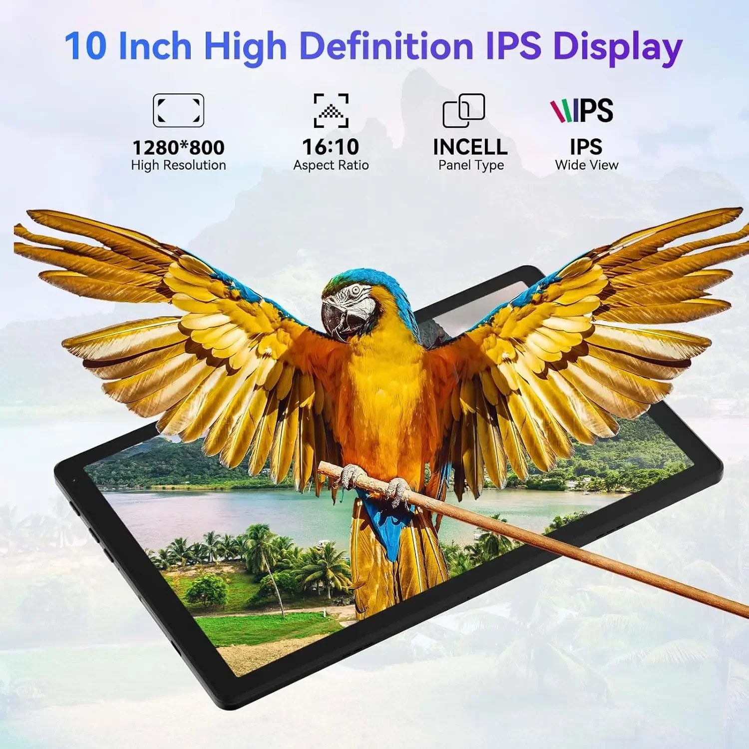 Android15 Tablet 10.4 Inch OS GMS Certified Tablets 1.8 GHz 5-Core 20GB RAM 64GB ROM 1TB Expand WiFi 6 Bluetooth 5.4 Dual Camera