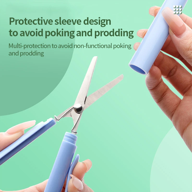 Mini Foldable Scissors with Pen Knife 2 in 1 Paper Cutter Utility Knife DIY Art Crafts Cutting Tools Kawaii Stationery Office