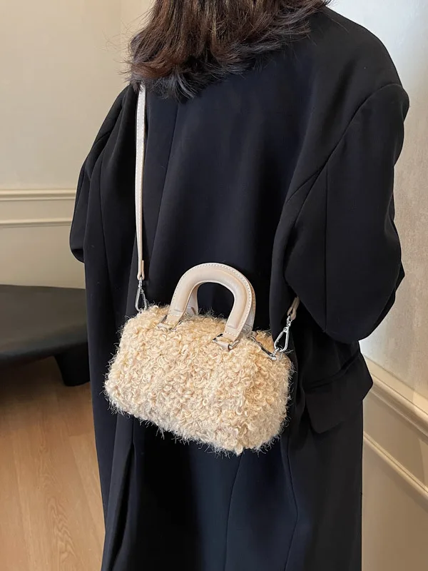 Flngo bolsa de ombro pequena de pele de cordeiro vermelha 2025 design outono inverno retrô simples bolsa crossbody para homens e mulheres