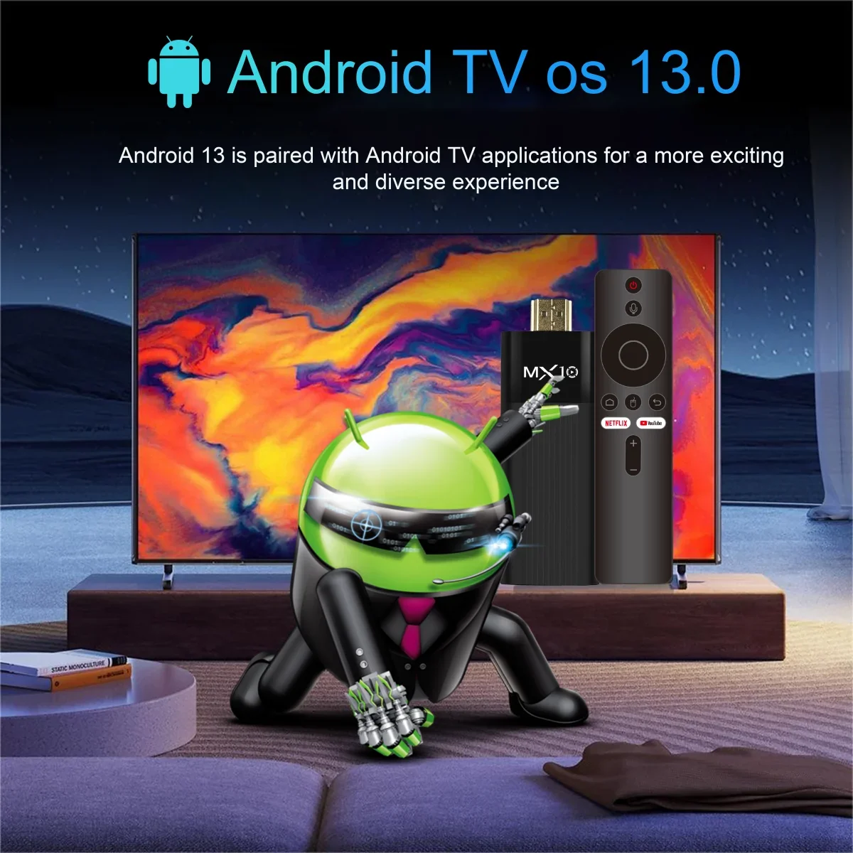 MX10-F3 WI-FI 6 Android 13 TV box 2.4/5g dual wifi support 8K decode display set top box