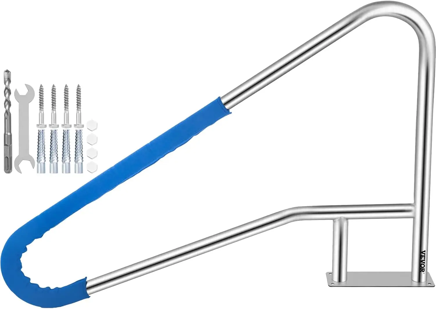 Pool Rail 55x32 Pool Railing 304 Stainless Steel 250LBS Load Capacity Silver Rustproof Pool Handrail Humanized Swimming