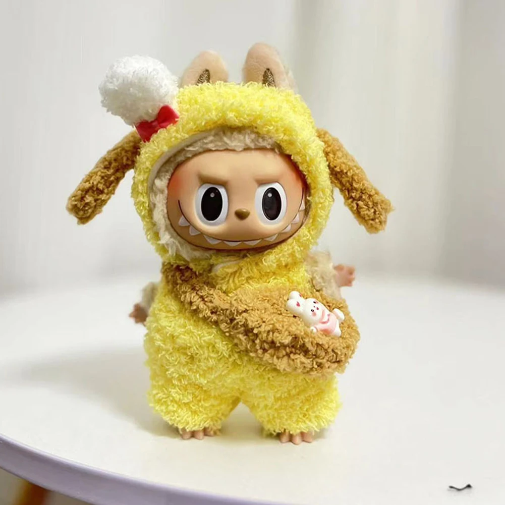 17 cm Nette Mini Plüsch Puppe Kleidung Outfit Zubehör Für Korea Kpop Exo Labubu Idol Puppen Bär Overall Kleidung DIY kinder Geschenk