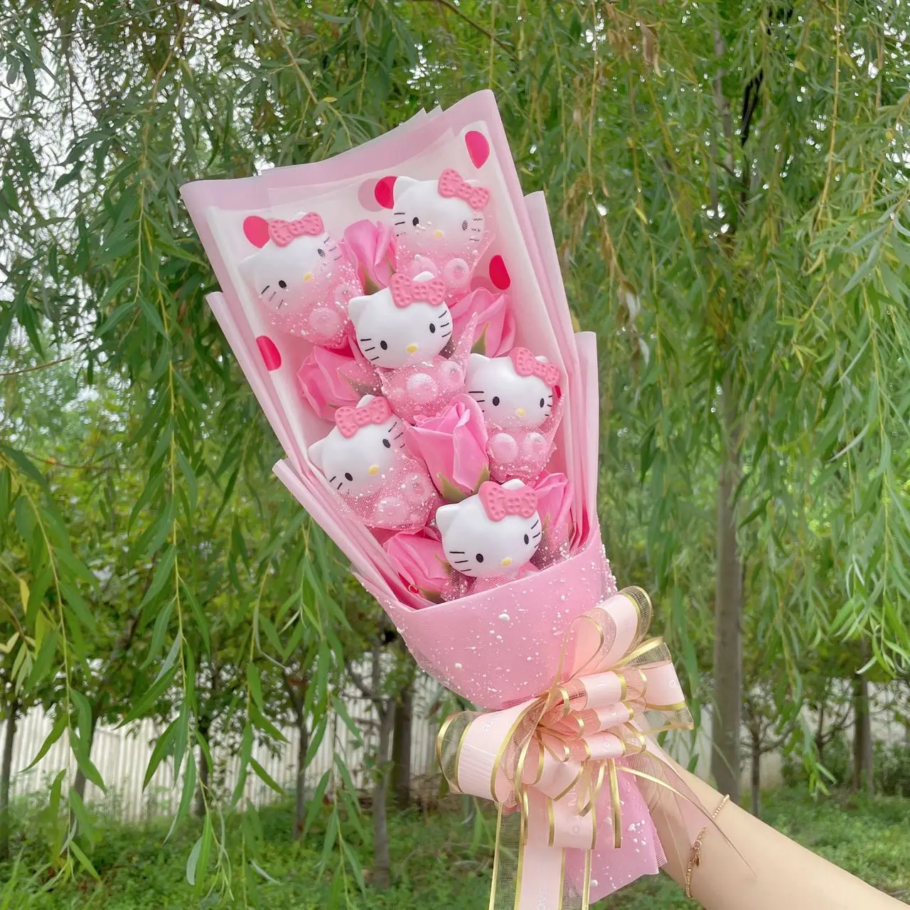 Hoạt Hình Hello Kitty Sang Trọng Búp Bê Đồ Chơi Thú Nhồi Bông Sáng Tạo Bó Hoa Tình Nhân Giáng Sinh Tốt Nghiệp Quà Tặng Sinh Nhật