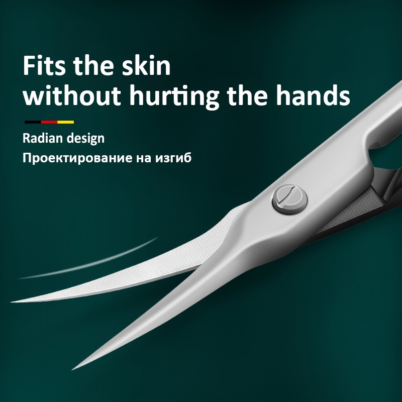 Ciseaux à cuticules de précision en acier inoxydable, coupe-ongles à lame fine pour manucure et coupe des sourcils, dissolvant de peau morte