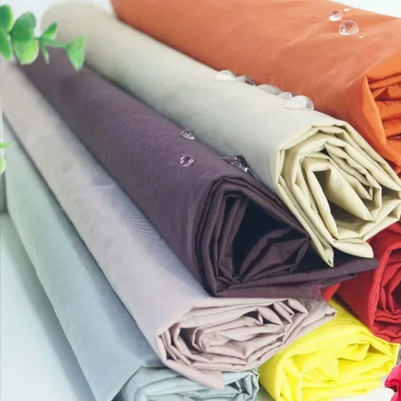 Kain nilon meteran untuk Jaket bulu angsa kostum jahit tipis lembut tekstil lipit kusut 20D polos tahan air antilembap Diy