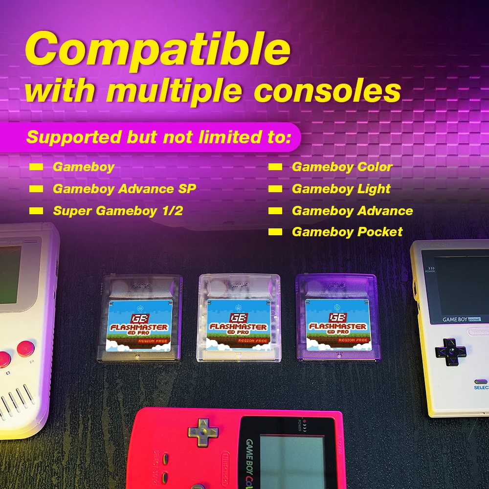 Tarjeta de juego con cartucho Flashmaster 2500 en 1 OS V4 GB Pro para consolas de juegos Gameboy/Gameboy Color/GBA SP con tarjeta TF de 8GB