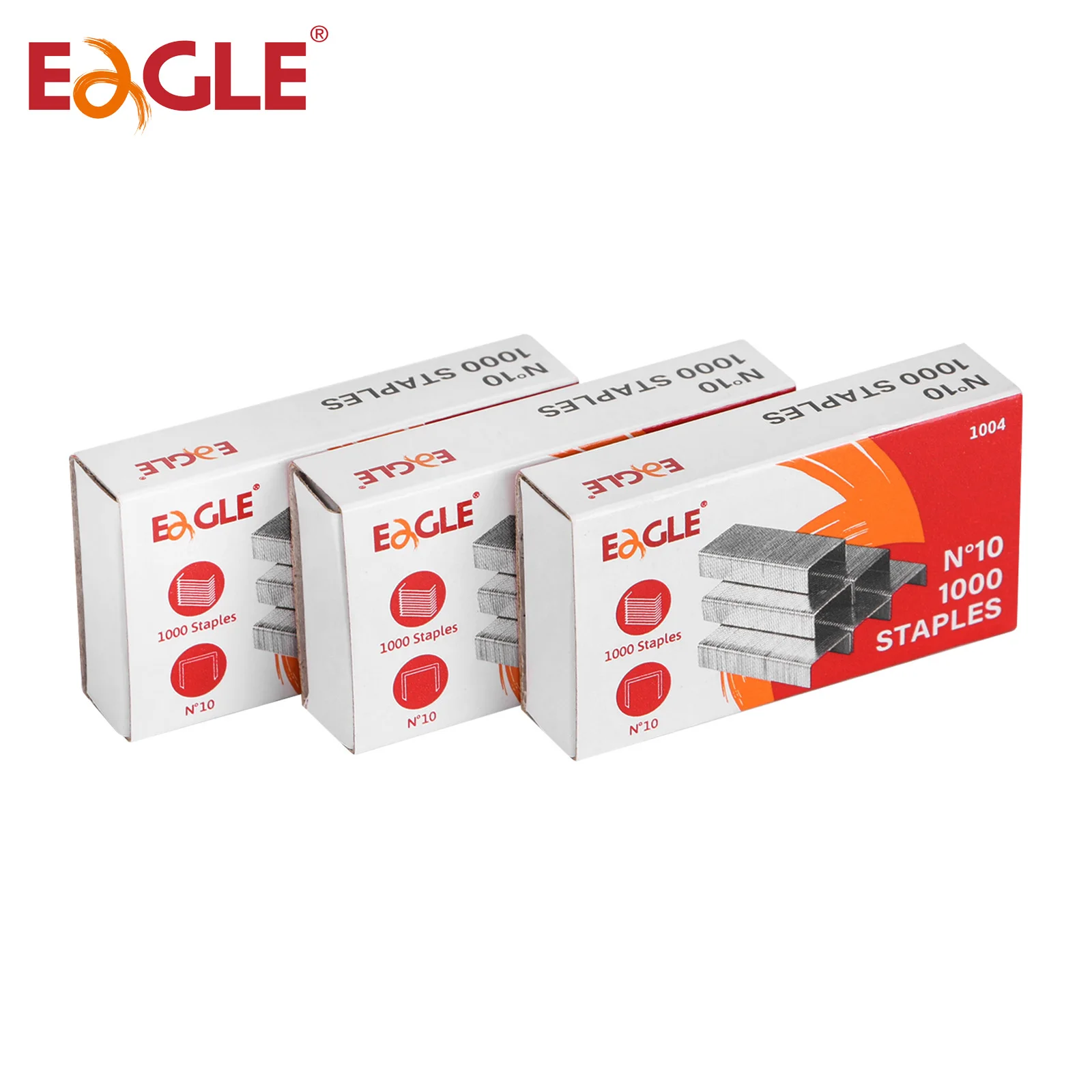 Confezione sfusa da 3 scatole Eagle No 10 graffette, totale 3000 pezzi, 1000 pezzi per scatola, accessori per rilegatura per ufficio e scuola