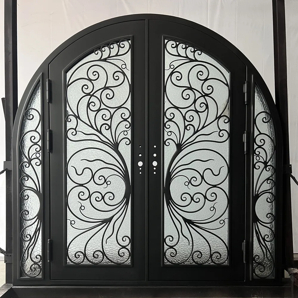 Personalize as 2 peças de padrões de ferro Metal Francês Duplo Porta de Ferro Forjado para Cliente Americano