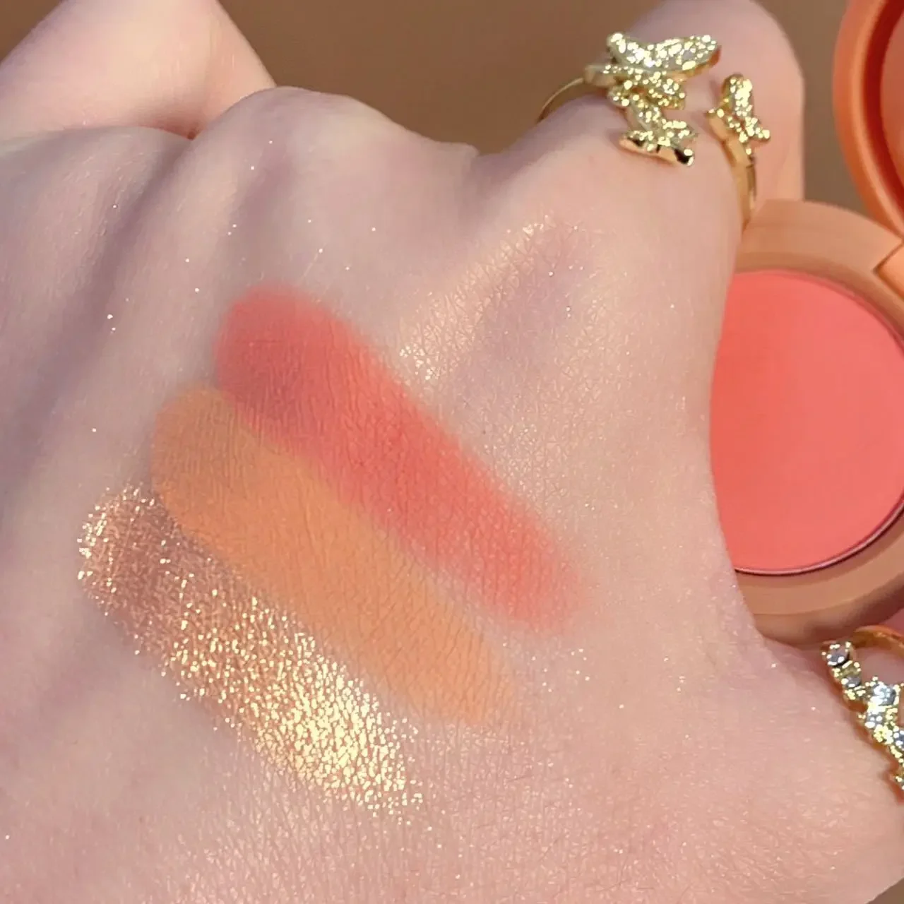 3in1 Blush Palette Pressed Highlighter Palette Long Lasting Waterproof Matte Highlighter Shimmer Blush แต่งหน้า