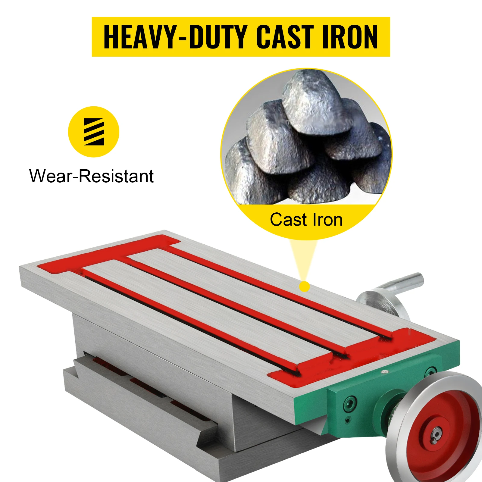 Vevor Freestafel 17.7 × 6.7Inch Samengestelde Glijbaan Multifunctionele Werktafel Dwarsfreesmachine Samengesteld 2 As 4 Manieren Boren