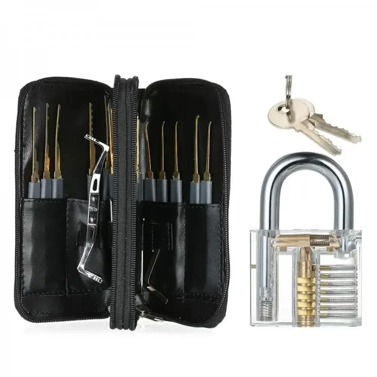 Kit de herramientas de revestimiento de titanio para cerrajería, 24 Uds., con mango gris, herramientas de práctica para principiantes y cerrajería, candado, herramientas profesionales