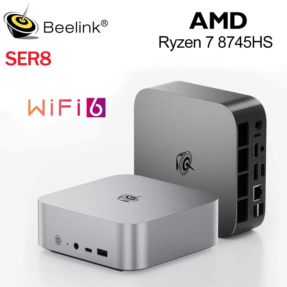 Beelink SER8 8745HS Мощный мини-ПК AMD 24 ГБ 32 ГБ DDR5 1 ТБ SSD USB4 2,5 Гбит/с Wi-Fi6 BT5.2 для домашнего настольного компьютера SER