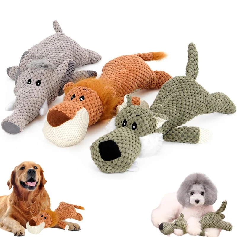Juguete para perros grandes, bonito juguete de peluche con chirrido, juguetes de peluche de lana duraderos para masticar, bonito juguete suave, juguete Molar para mascotas, accesorios para perros