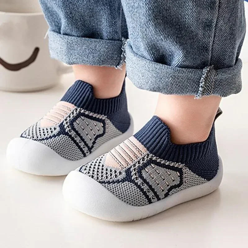 Zapatos de bebé antideslizantes y transpirables, calcetines de suelo para cuna infantil con suela de goma para niños, niñas y niños, zapatos de malla, zapatillas de fondo suave
