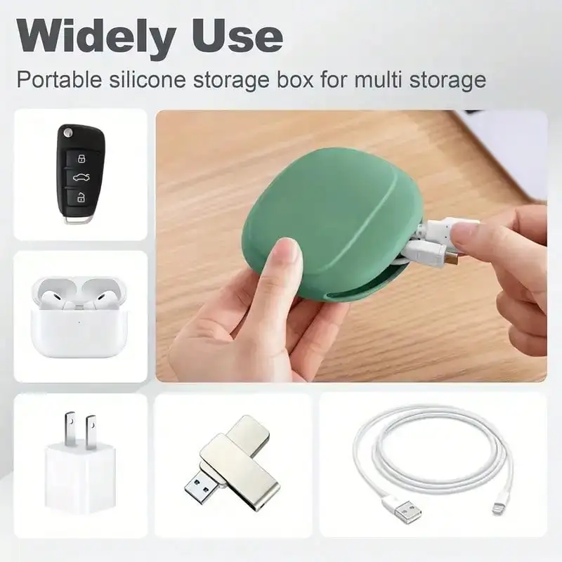 Silikon-Kabeltasche für Mobiltelefone, Aufbewahrungsbox für Datenkabel, Reise-Kopfhörer, Kabelschlüssel, U-Antrieb, USB-Bewertung, Sauna
