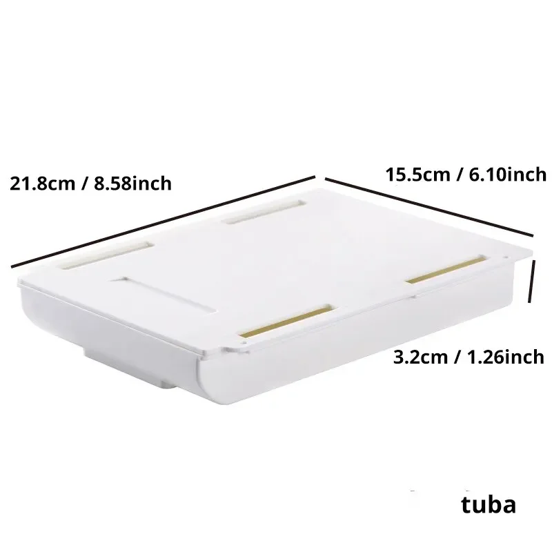 1PCS White SelfAdhesive Storage Drawer Box Makeup Pencil Tray Desk Hidden Under Stand Self-adhesive Under-drawer Storage Box New