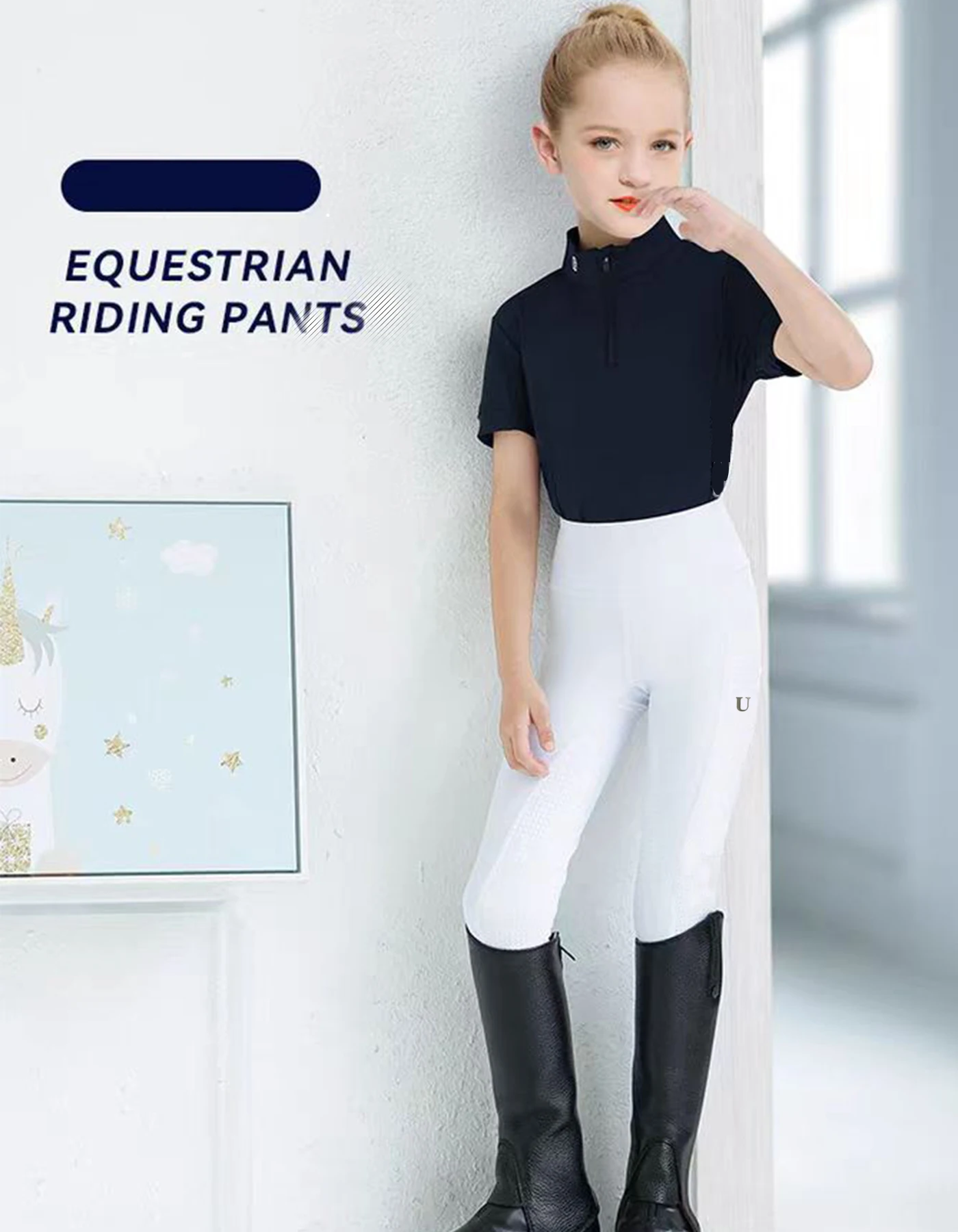 Pantaloni equestri estivi per bambini Pantaloni da equitazione per bambini lavorati a maglia ad alta elasticità in silicone pieno