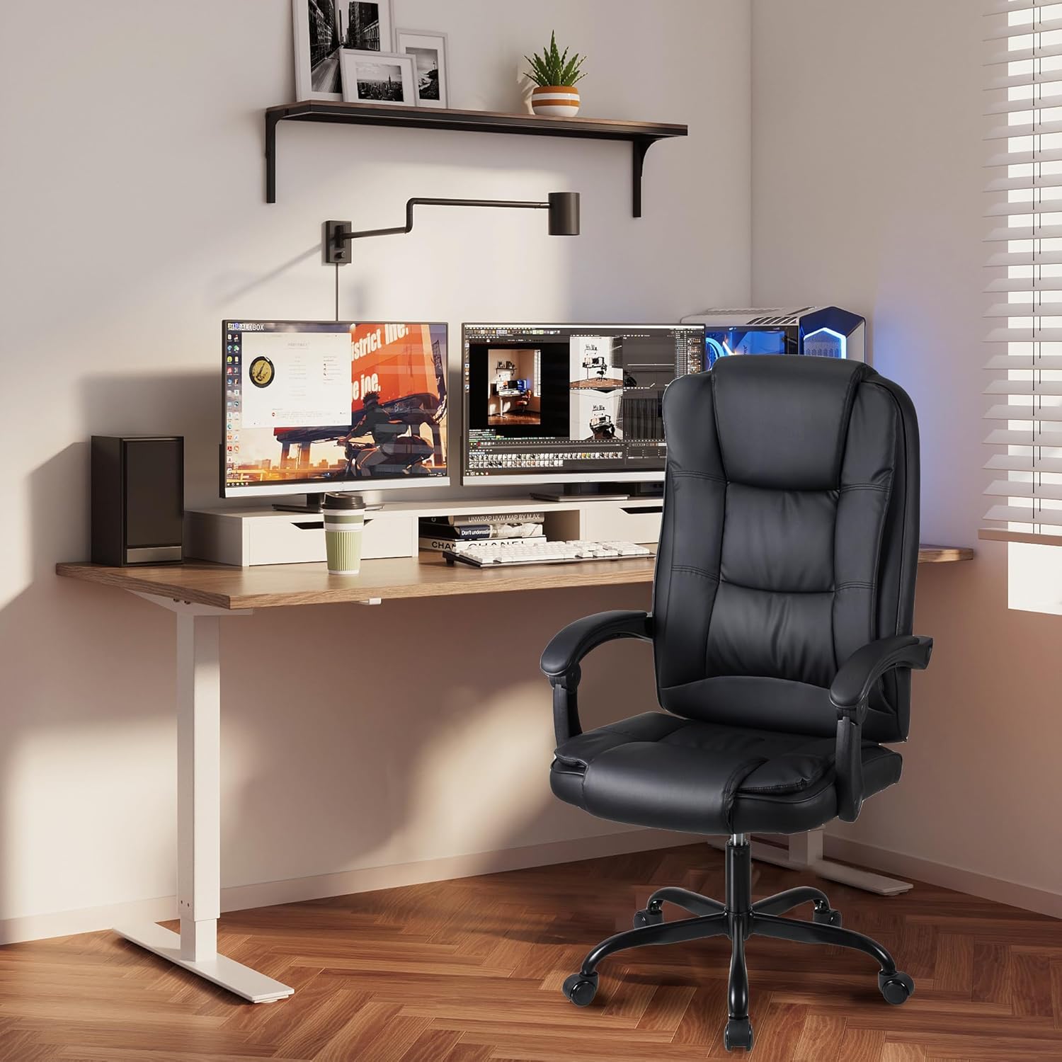 High Back Ergonomic Office Chair Swivel Chair,Large Seat with Tilt Function Computer Chair,PU Leather Gaming Chair