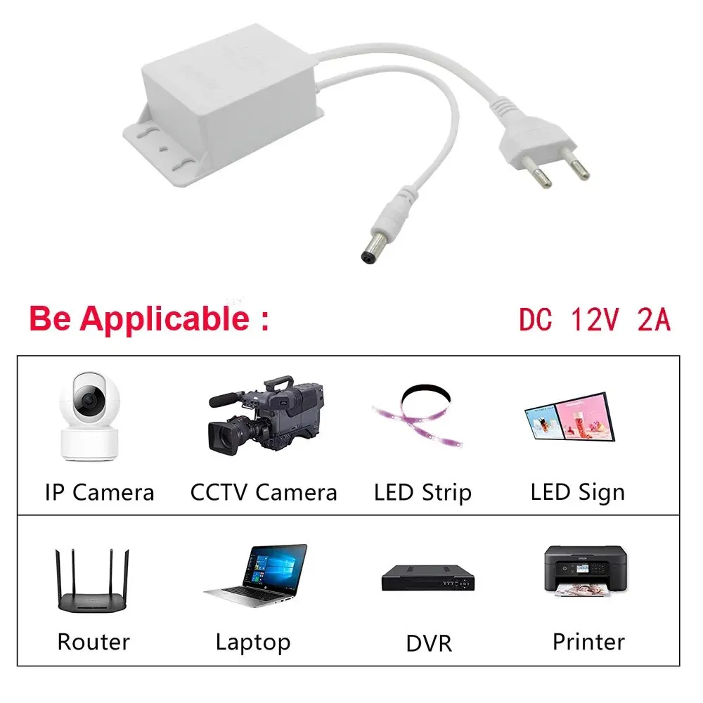 AC 110-240V DC 12V 2A Adattatore di Alimentazione UE Esterna Impermeabile Caricatore di Alimentazione Europa Convertitore Adattatore Universale per strisce luminose a LED