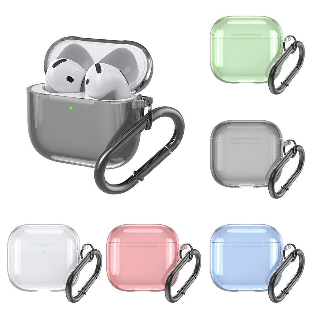Полупрозрачный защитный чехол для AirPods 4 Premium, чехол для AirPods 4-го поколения, защита от падения с карабином