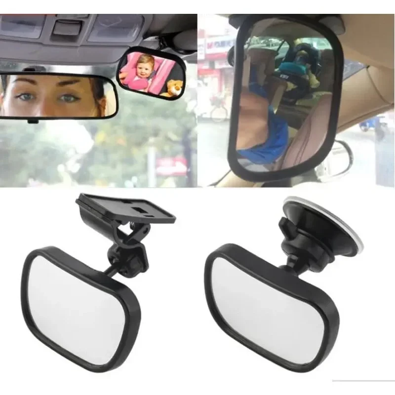 Mini-autostoeltje achter, verstelbare bolle achterspiegel, kindermonitor, in de auto, 2-in-1