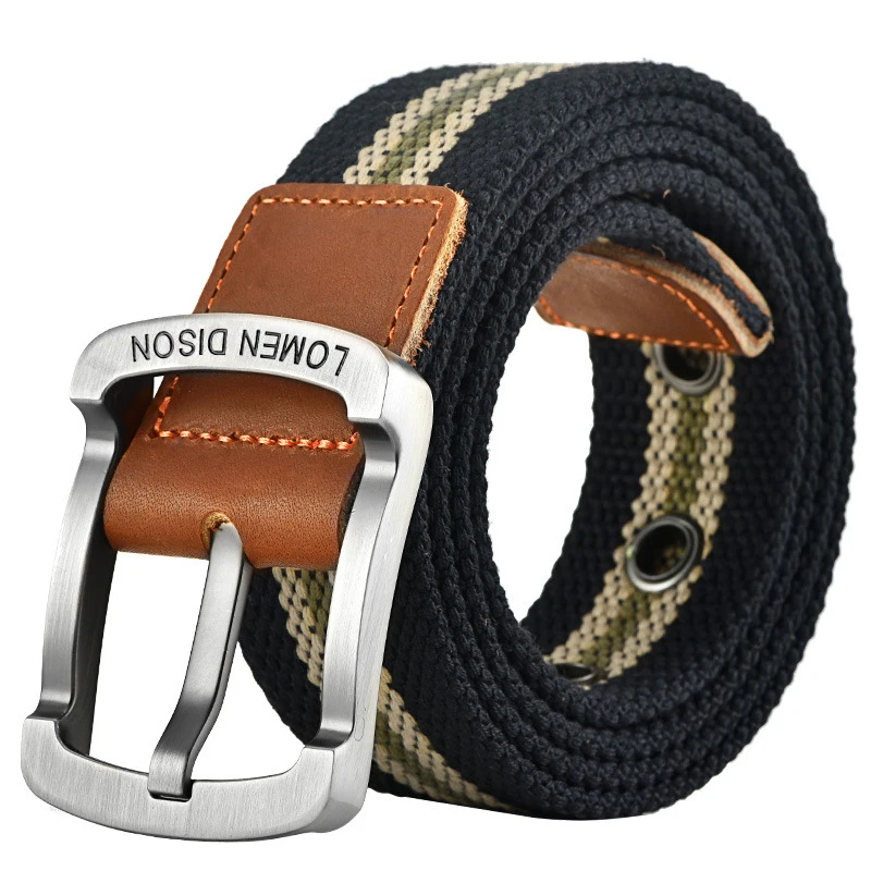 Cinturón táctico de lona para hombre, accesorios vaqueros informales que combinan con todo, faja para deportes al aire libre, caza, cinturón con hebilla de nailon