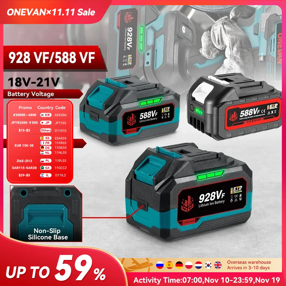 Wiederaufladbare Lithium-Batterie 22900 mAh 29900 mAh Batterie 588VF Kapazität Anzeige Für 21 V 18 V Elektrische Schlüssel Bohrer power Tool