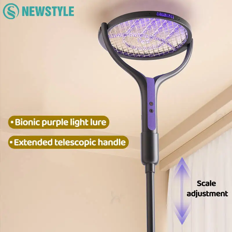 5-in-1 Retractable Extension Poleไฟฟ้ายุงSwat Multi-FunctionalหมุนสุทธิSwatชาร์จUSB Family Campingใช้