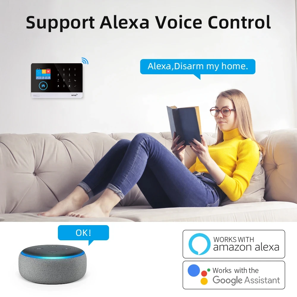 WIFI GSM Nhà Trộm Hệ Thống Báo Động SMS Tuya Cuộc Sống Thông Minh Ứng Dụng Điều Khiển Bằng Màn Hình Cảm Ứng 4.3Inch Báo Động bộ Dụng Cụ