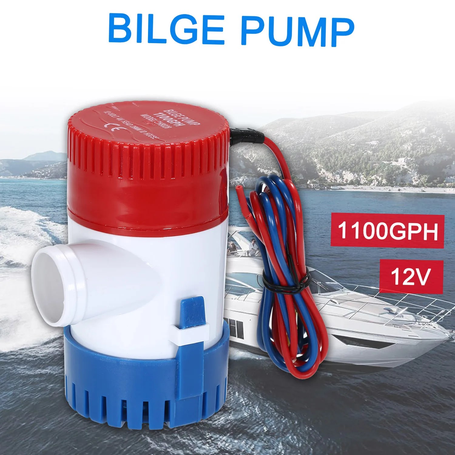 Pompa elektryczna 12V 1100GPH Marine Pompa zęzowa Zanurzeniowa pompa wodna do łodzi