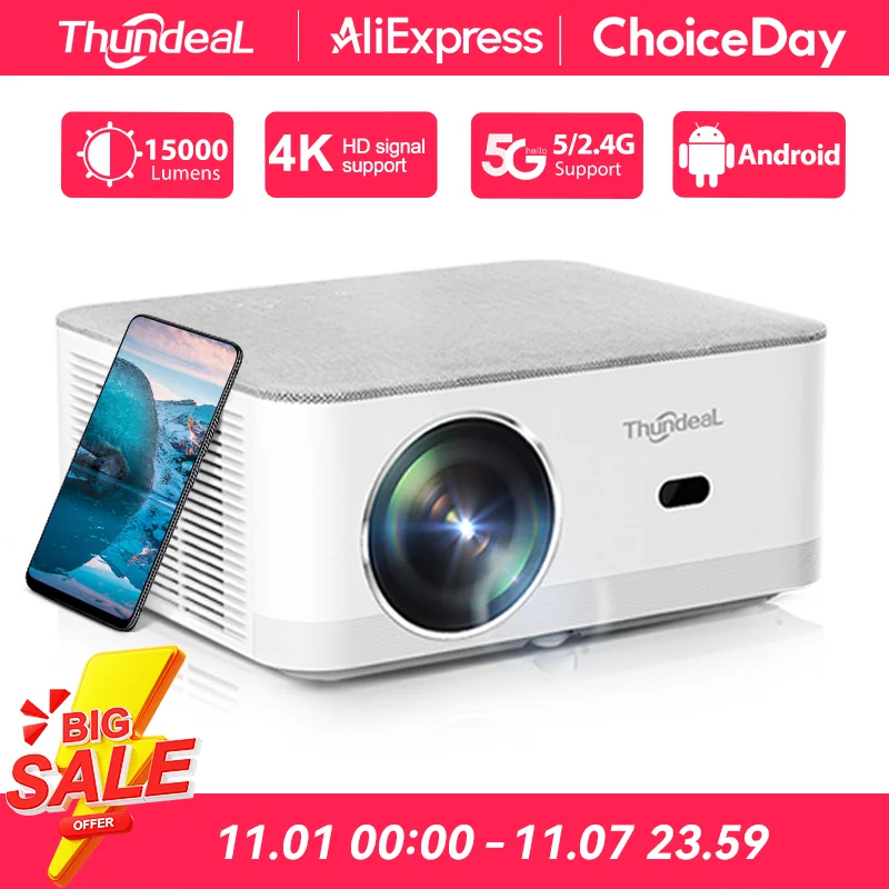 ThundeaL TD92Pro フルHD 1080P 2K 4K プロジェクター TD92 Pro WIFI Android ビームプロジェクター ホームシアター ゲーム 映画 ビデオプレーヤー ビーム