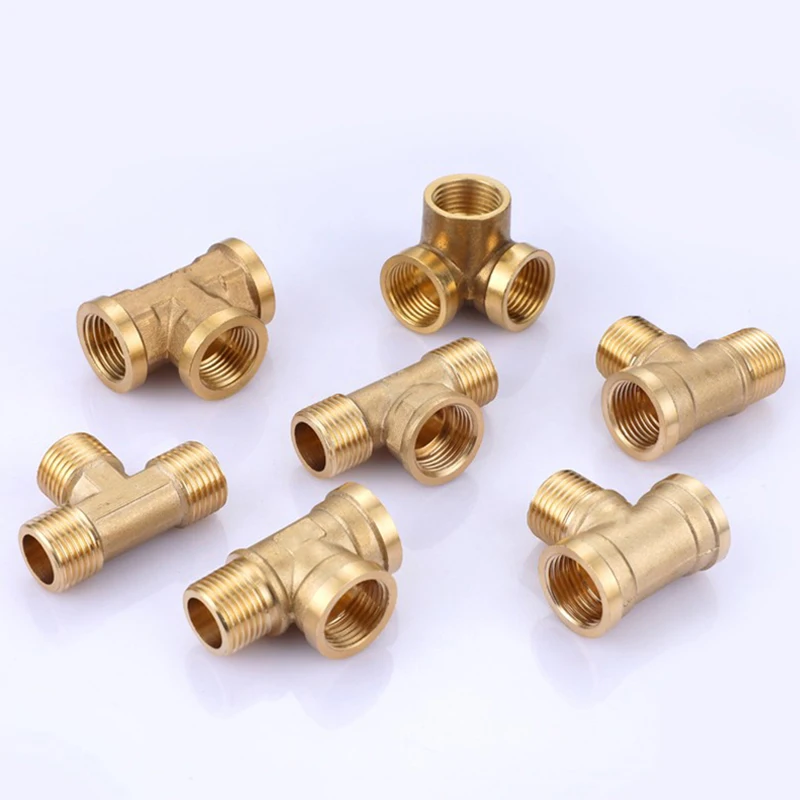 Connettore in ottone BSP 1/8"1/4"3/8"1/2"3/4"1"1-1/4"1-1/2"2" Filettatura maschio femmina Uguale Adattatore a gomito dritto tipo T a 2/3/4 vie