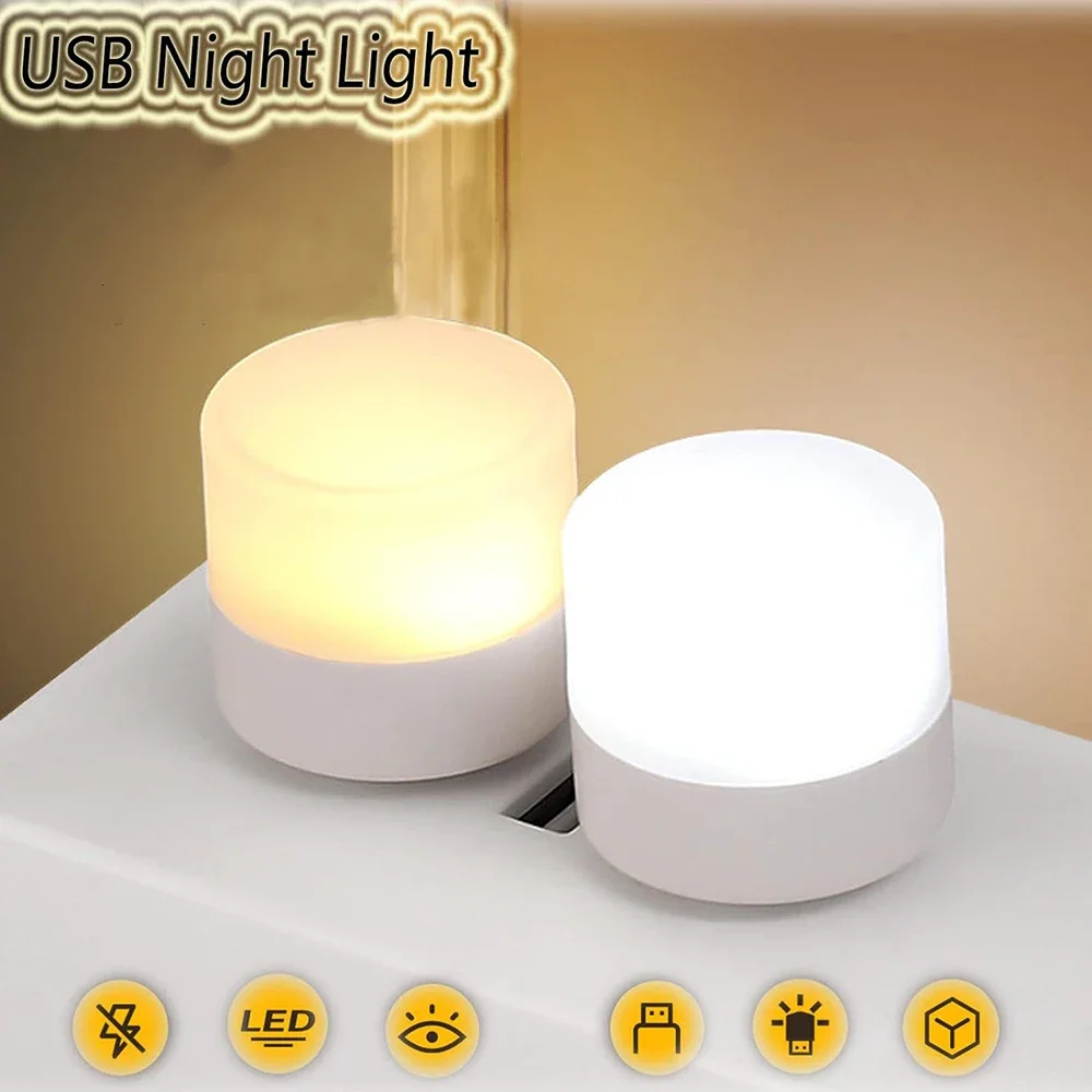 Mini USB Light LED Lampada da tavolo notturna Luci Camera Plug Lettura di libri Articoli decorativi Protezioni per gli occhi bianche calde Camera da letto all'ingrosso