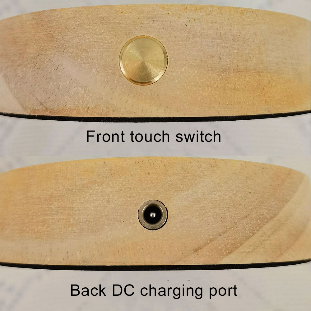 Neue Holz LED Licht Display Basis USB Aufladbare Kristall Glas Harz Kunst Ornament Holz Nacht Lampe Basis Halter Display-ständer