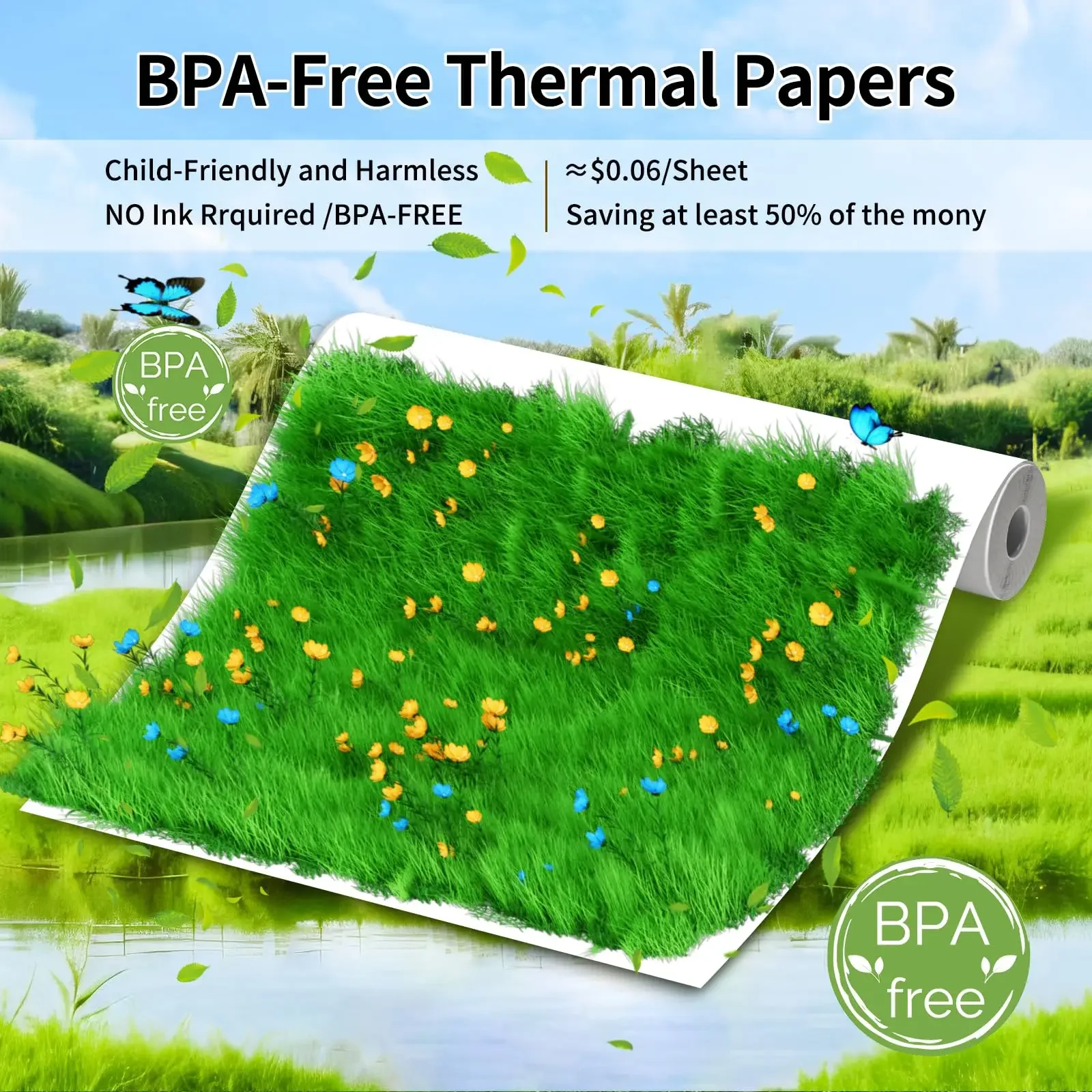 Phomemo A4 Thermal Paper M08F M832 M834 M835 Printer Quick-dry Continuous Thermal Paper Documents Study Notes 2/3/4 Rolls
