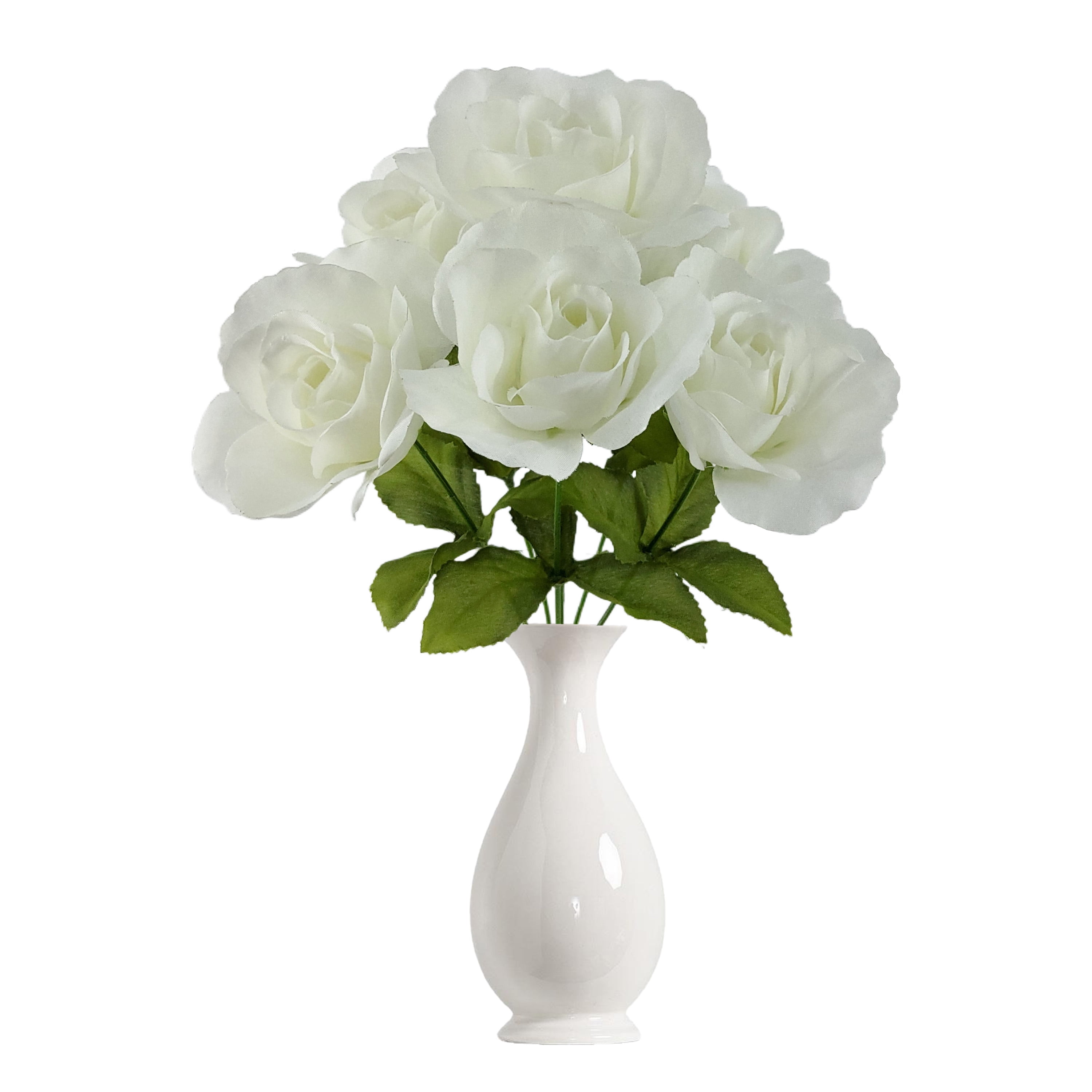 Indoor Artificial Sweet Rose Flower Pick, White Color, Assembled Height: 14"