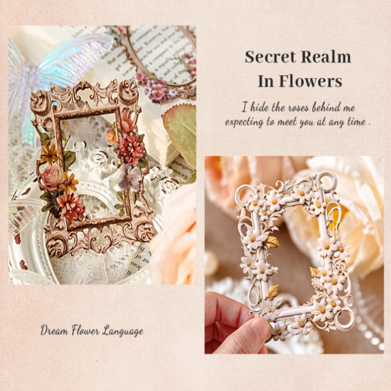 10 แผ่น/ถุง Hollow บรรเทา Retro กรอบ Collage การ์ดยุโรปดอกไม้กรอบรูปบัญชีมือตกแต่งวัสดุ